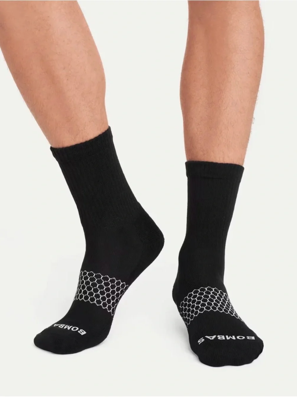 Bombas Men's Black Athletic Crew Socks with Gray Stripe Accents - 4 Pairs